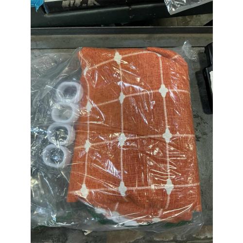 BTTN Boho Farmhouse Shower Curtain - Linen Rustic Heavy Duty Fabric Shower Curtain Set with Tassel, Water Repellent, Bohemian Vintage Country Cloth Shower Curtains for Bathroom - Burnt Orange -