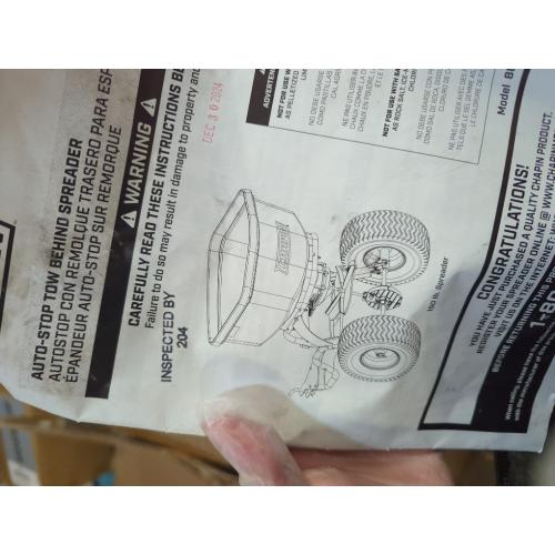 Chapin 8622B Made in The USA 2.2 Cubic Feet Tow and Pull Behind Spreader with Auto-Stop Dual Impeller That Stops When Not Moving, Designed for Farm and Tough Terrain, Hitch Pins, Black