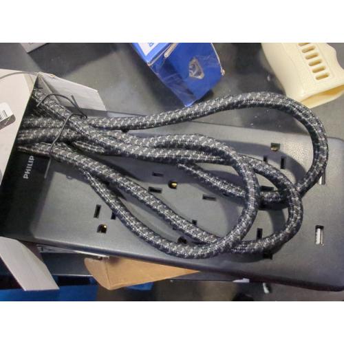 Philips 10-Outlet Surge 6' Braided cord 2880J 2 USB-A - 2.4A Adapter-Spaced - Black