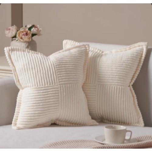 Corduroy Striped Square Throw Pillow Cover (Set of 2)