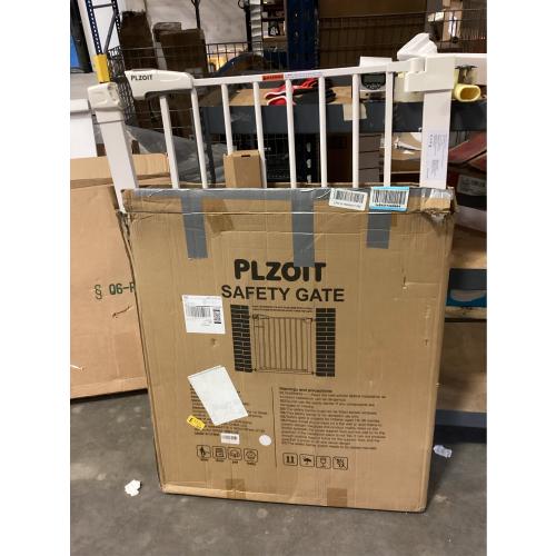 Baby Gate for Stairs, 29.5-40.5 Dog Gate for Doorways, Walk Thru Auto Close Metal Child Gate for The House, Stairs and Doorways, Pressure Mounted Pet Gate for Dog Indoor (White)