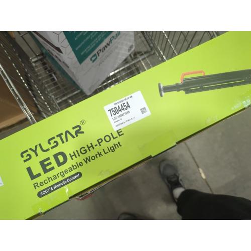 UNTESTED HIGH POLE WORK LIGHT SYLSTAR 360° Rechargeable Work Light with Remote &Telescopic Stand (8.4Ft), 3000LM Ultra Bright 3CCT Dimmable, 6000mAh Battery, Portable Camping Light for Jobsite Workshop Sports Emergencies