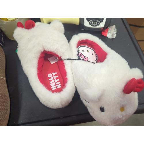 Size L 4-5 Color White and Red Officially Licensed Hello Kitty House Slippers | Hello Kitty Cozy Soft Non Slip Slippers