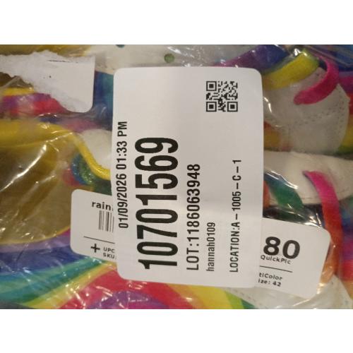 Rainbow Ombre White Sneakers for Women Casual Street Style Athletic Shoes with Gradient Design SIZE 11-11.5 WOMENS