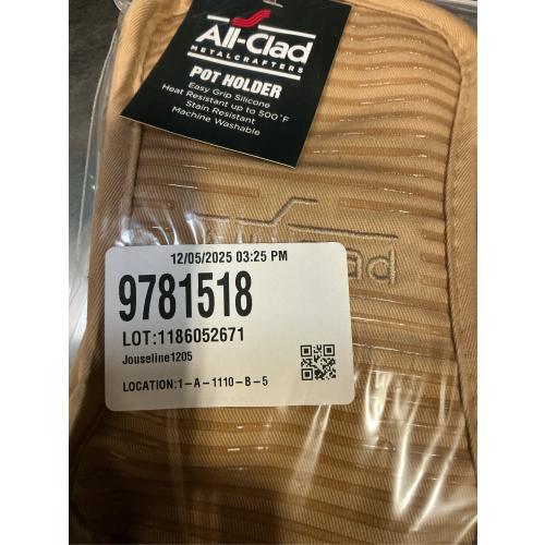 2packs All-Clad Premium Pot Holder & Hot Pad: Heat Resistant to 500 Degrees - 100% Cotton, 10x6.25 Hot Pad for Kitchen and Barbeque, (1-Pack), Cappuccino