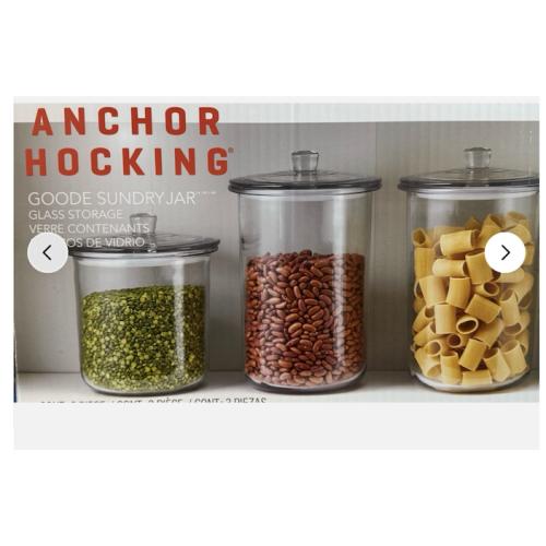 Anchor Hocking, 3 Count - Goode Sundry Glass Storage Jar ‼️mild stains on the lid