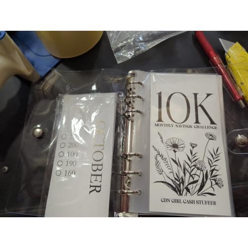 12-Month 200 Envelopes Money Saving Challenge Binder, 10k Dollars Money Saving Challenge Book, Loose Leaf Savings Book Challenge Envelope Savings Book (10K)