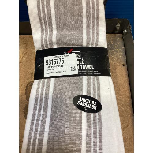 All-Clad Striped Dual Kitchen Towel in Titanium Pack of 3