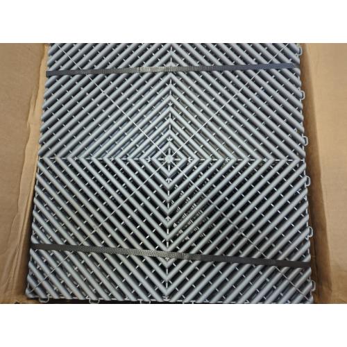 VEVOR Interlocking Drainage Mat, 12” x 12” Modular Interlocking Cushion, 24 Pcs Splicing Drainage Mats, Non-Slip Gray PP Drainage Floor Tile and Shower Mat, for Garage, Garden, Kitchen & Outdoor