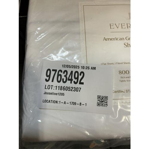 Everhome PimaCott Sateen Embroidered 800-Thread-Count Queen Sheet Set in Microchip