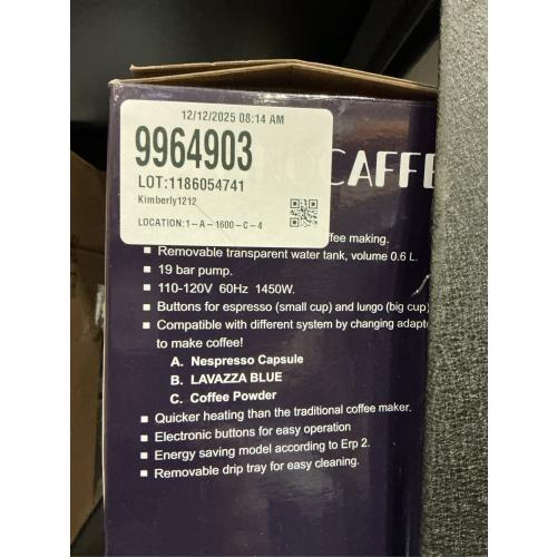 Espresso Maker for Nespresso Capsule, Lavazza Blue Capsule & Coffee Powder, 19 Bar Pump Pressure Makes Authentic Espresso Coffee, Mini Espresso Coffee Machines with Removable Water Tank.