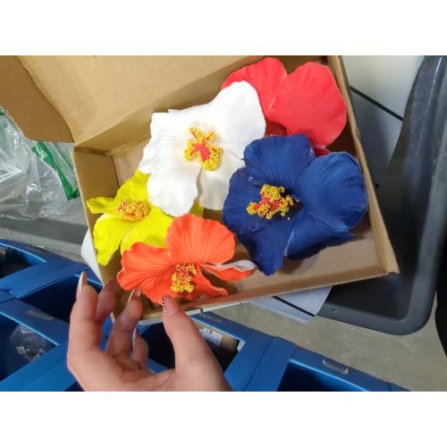 Hawaiian Hibiscus Flower Hair Clips for Women Girls - 6 Pcs Artificial Tropical Flower Hair Barrettes, Beach Vacation Party Hair Accessories