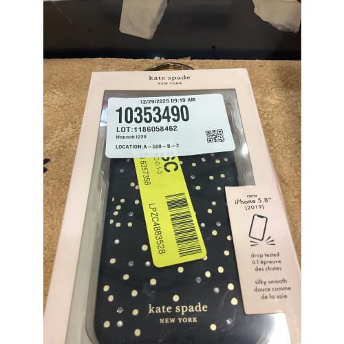 kate spade new york Protective Hardshell Case (1-PC Comold) for iPhone 11 Pro, Soft Touch Disco Dots Black/Gold/Crystal Gems/Pearls