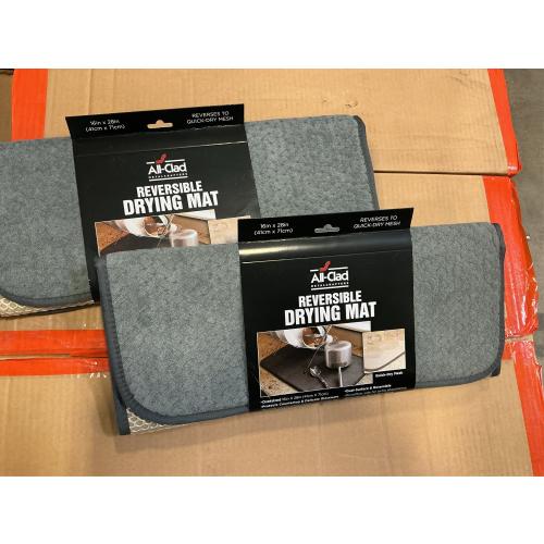 All-Clad Premium Reversible Dish Drying Mat for Kitchen: 16 x 28 Ultra-Absorbent, Long-Lasting, No Condensation, and Oversized for Large Pots and Pans - 2 Pack, Pewter