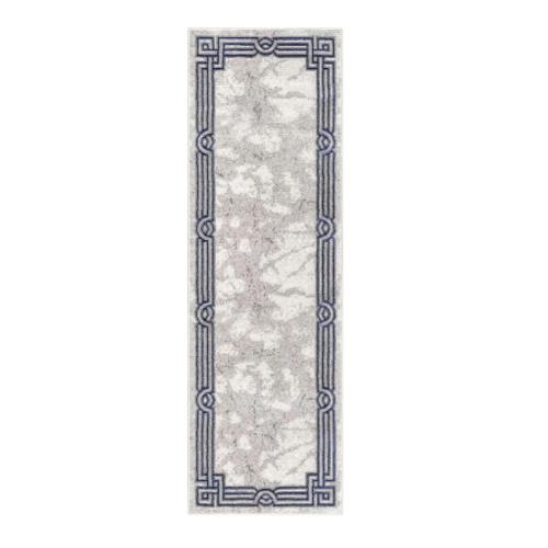 Well Woven Fairmont Huntington Retro Mosaic Marble Pattern Area Rug - 2' 3 x 7' 3 Blue and Silver