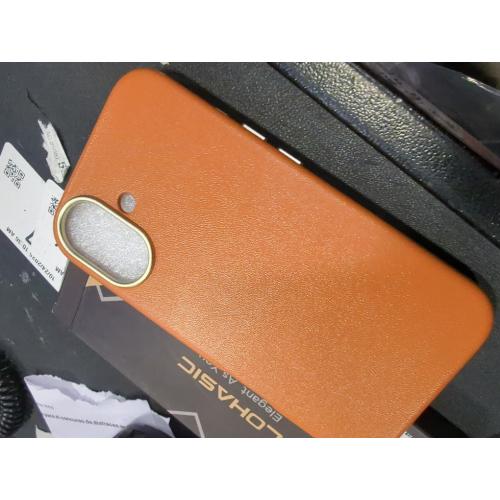 LOHASIC Compatible with MagSafe for iPhone 16 Leather Case, Classic Vegan PU Slim Fit Metal Buttons & Camera Lens Drop Protection Rugged Grip Magnetic Phone Case for iPhone 16 6.1inch 2024 - Tan Brown Pop p