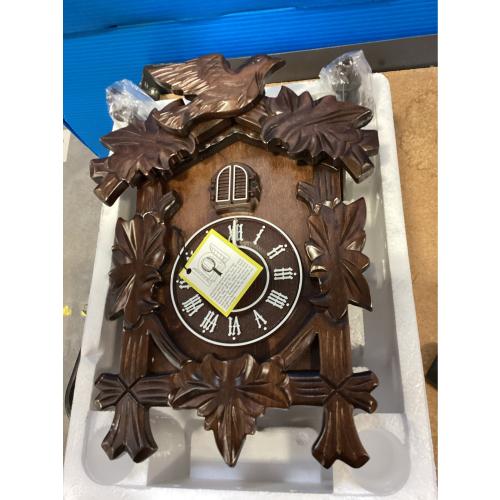Rylai Cuckoo Clock Large Wooden Wall Clock Handcrafted 13x9.5 Inch (BROWN)