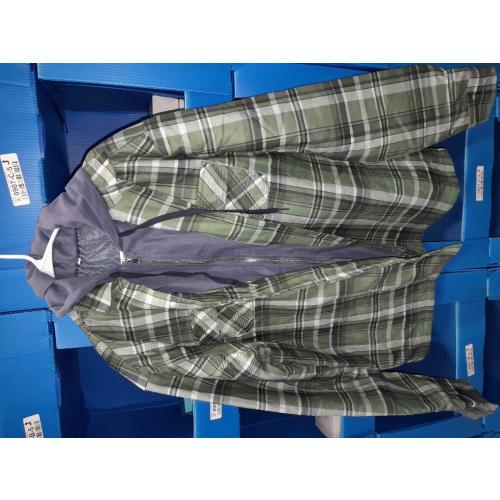 VELONLLONE Flannel Jackets Men Classic Plaid Shacket Oversized Quilted Puffer Jacket Full Zip Hoodie Coat Winter Warm Outwear 2XL