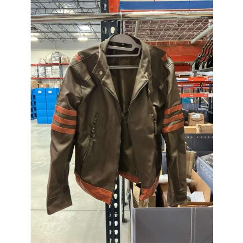Size XXL Men's Faux Leather Jacket Brown Moto Motorcycle Bomber Punk Fashion Slim Fit Coat