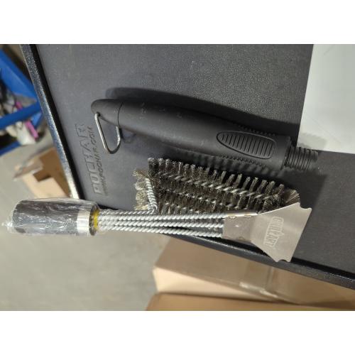 GRILLART Grill Brush and Scraper BBQ Brush for Grill, Safe 18 Stainless Steel Woven Wire 3 in 1 Bristles Grill Cleaning Brush, BR-4516