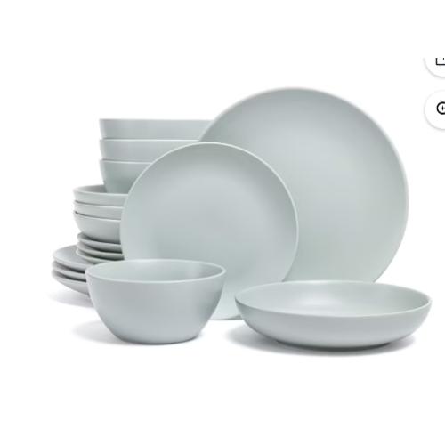 Over&Back Options 16-Piece Dinnerware Set of Plates & Bowls - Speckled White