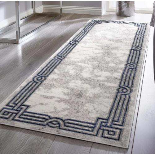 Well Woven Fairmont Huntington Retro Mosaic Marble Pattern Area Rug - 2' 3 x 7' 3 Blue and Silver