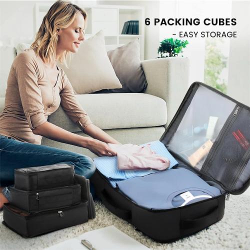 LOVEVOOK 40L Travel Backpack With 3 Packing Cubes Expandable Large Laptop Backpack Women Waterproof Backpack Waterproof Daypack Travel Bag TSA Fit 17inch Laptop Luggage With USB Charging Port