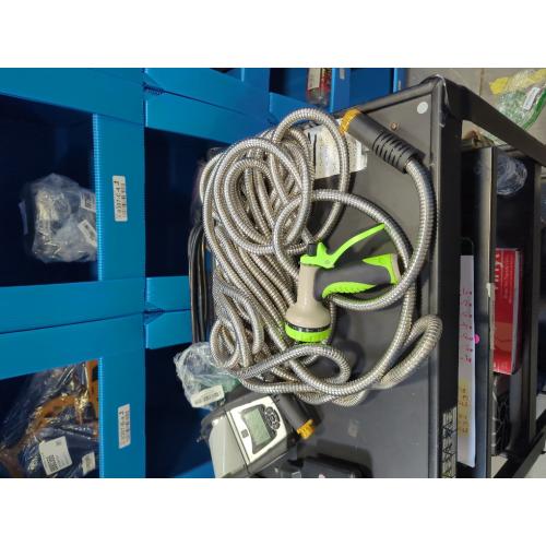 Green and Black Stainless Steel Metal Garden Hose Lightweight, Puncture & Rust Proof Heavy Duty Water Hose for Yard, RV, Garden, Outdoor