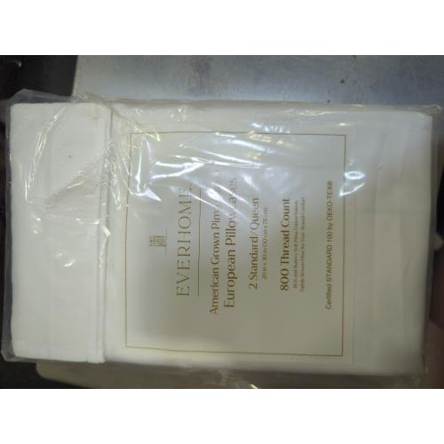 Everhome PimaCott Sateen 800-Thread-Count 2 Standard/Queen Pillowcases in White