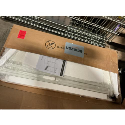 Furologee White Small Computer Desk with 2 Fabric Drawers for Bedroom,34 Inch Simple Home Office Writing Desk, Vanity Desk with Hooks, Study Table for Adults Student Small Spaces