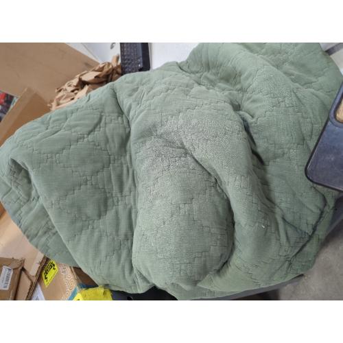 palassio Sage Green 100% Cotton Quilt Queen Size Bedding Sets with 2 Pillow Shams, Lightweight Textured Farmhouse Country Bedspread Soft Shabby Chic Patterned Coverlet for All Season, 3 Pieces