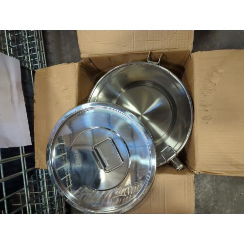 21L Silver DYNAMI 5.5Gal 304 Stainless Steel Airtight Container with Lid and Locking Clamp,17-38Lbs Metal Bucket Large Stainless Steel Canisters for Kitchen,Dog Food/Bird Seed/Coffee Storage Container(21L)