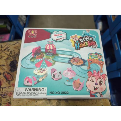 Hamster Car Track Toys for Kids - Pretend Play Ice Cream Theme Educational Track Car Games Set with 2 Mini Hamster Toys & Accessories, Birthday Gift for 3 4 5 6 7 Year Old Toddlers Boys Girls