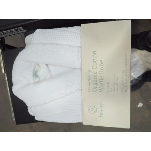 Haven Turkish Organic Cotton Waffle Robe, Large/X-Large, Bright White