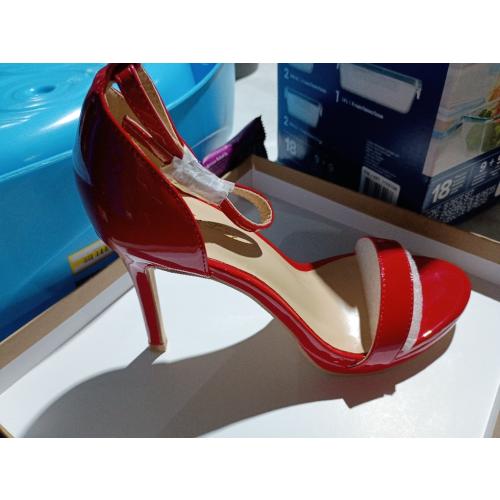 Elisabet Tang Women's Platform Heeled Sandals 4 Inch Stilettos Round Open Toe Strappy Sexy High Heels Ankle Strap Buckle Heels for Party Wedding Dressy Shoes size 39
