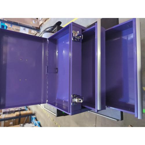 14 Inch Steel Portable Tool Box with drawers - Tool Storage Box Organizer with Metal Latch Closur - Powder Coated Toolbox Chest for Tools Storage Cabinet (PURPLE)