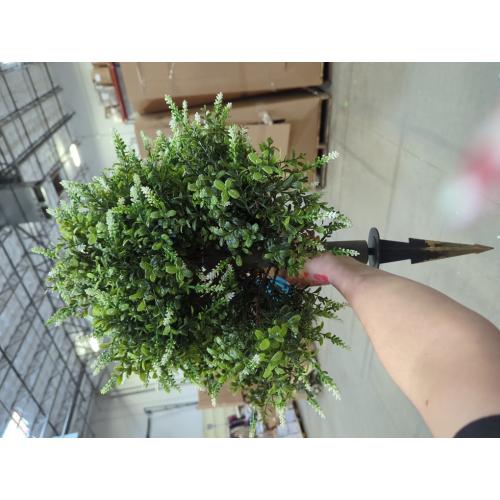 25” Artificial Cedar Topiary Ball Tree, Set of 2 with Ground Spikes, UV Resistant Faux Cypress Plants, Evergreen Shrubs for Outdoor Front Porch Garden Backyard Office Decor