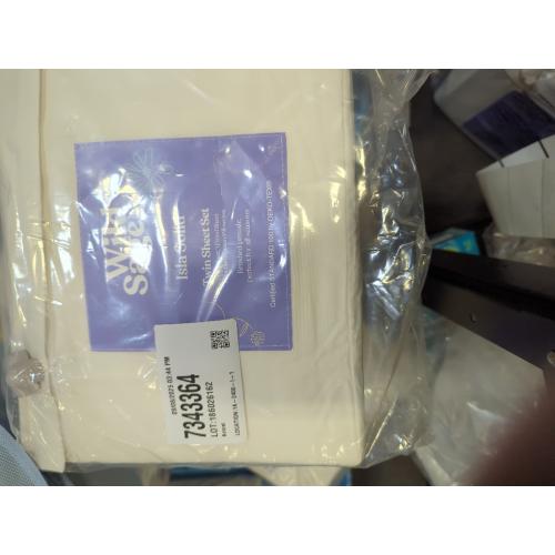 Wild Sage Brushed Cotton Percale 300-Thread-Count Twin Sheet Set in Coconut Milk