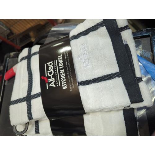 All-Clad Checked Cotton Kitchen Towel, Black 3 pack