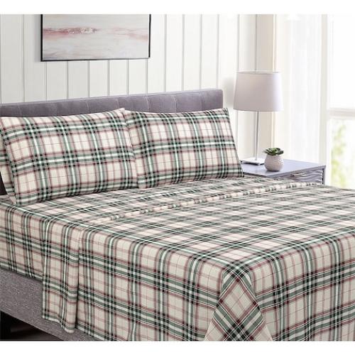 Bee & Willow 83-Thread-Count Flannel Queen Sheet Set in Festive Plaid