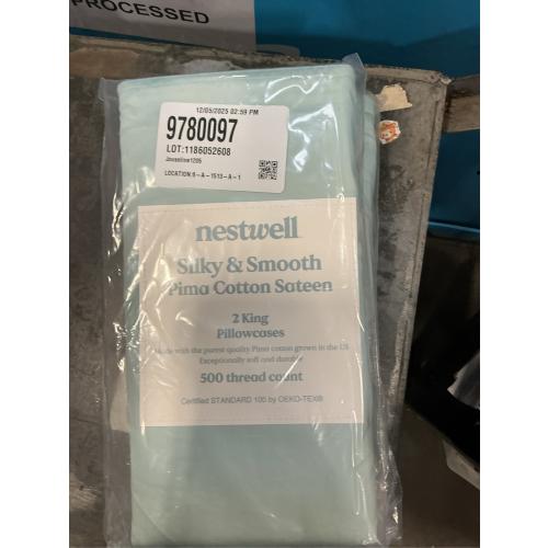 Nestwell 500 Pima Sld K Pillowcase  Starlight Blue