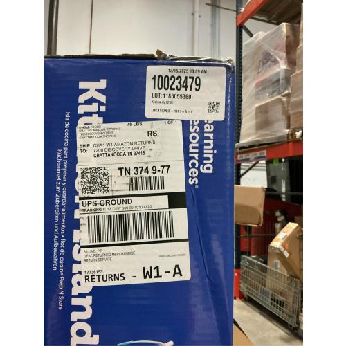 Learning Resources New Sprouts Prep 'n' Store Kitchen Island - Ages 2 , Play Food for Kids, Grocery Store Toys for Toddlers,11 Pieces