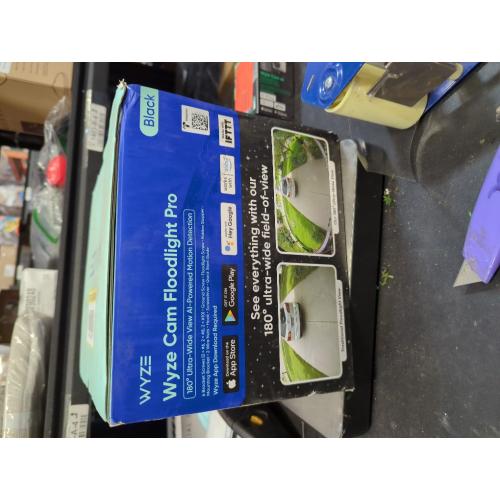 Wired Outdoor Wi-Fi Floodlight Pro Home Security Camera with 2K resolution, App and Voice Control, Black