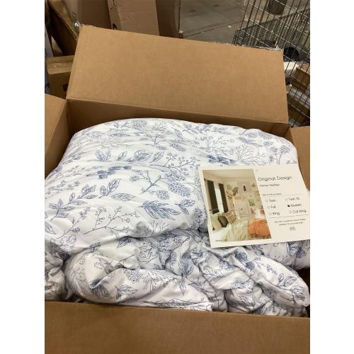 Blue Floral Comforter Size QUEEN Floral Botanical Bedding Comforter