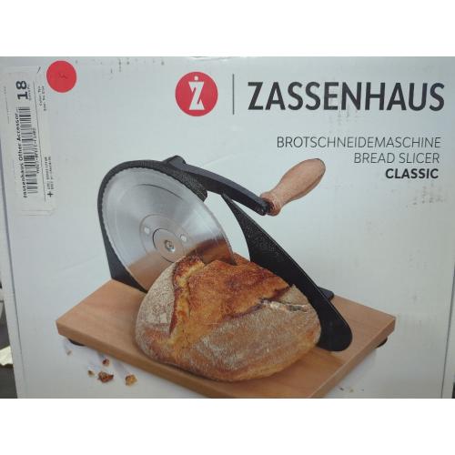 Zassenhaus Original Classic Adjustable Bread Slicer for Uniform Slices - Bread Slicer for Homemade Bread - 18/8 Stainless Steel Blade Sourdough Cutter - Gray, 11.75 x 8