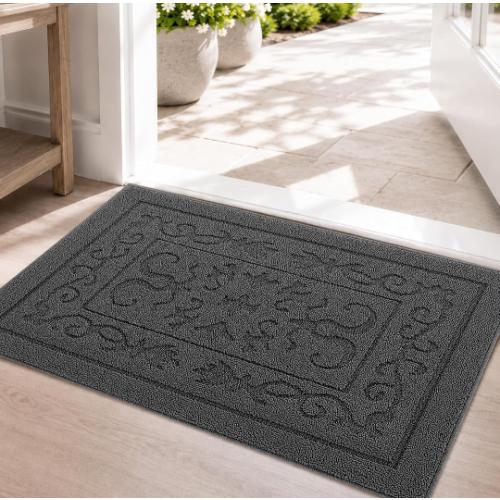 FONEYI Dirt Trapper Door Mat  Non-Slip Washable Doormats, grey