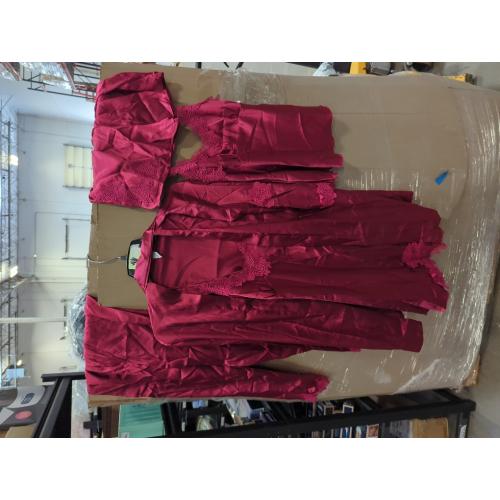 Womens Medium Silk Pajamas Robes Set Sexy Satin Pjs Sets 5Pcs Nightgown Cami Shorts Pants Sleepwear Summer Cute Loungewear