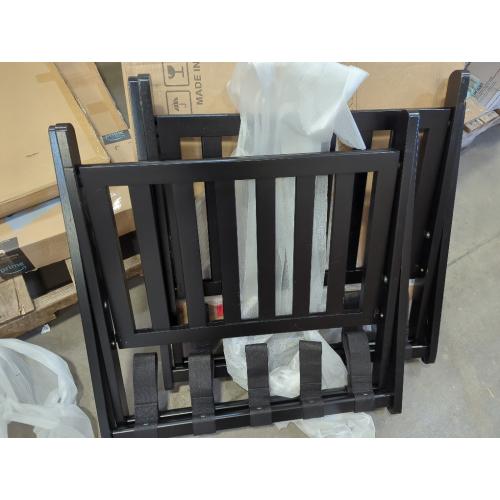 2 Pack Fully Assembled Black Bamboo Luggage Racks with Shoe Shelf, 5 Straps Folding Suitcase Stand, Heavy Duty Luggage Holders for Guest Room, Bedroom, Hotel