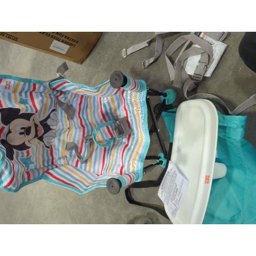 Bright Starts Disney Mickey Mouse Pop 'N Sit Portable Booster, Indoor/Outdoor Use, Floor Seat with Feeding Tray, Blue, 6 Mos - 3 Yrs