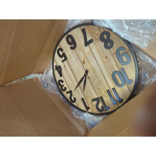 Montoire 24 Inch Wooden Farmhouse Wall Clock Large, Extra Large for Living Room Decor - Big Oversized Rustic Round Decorative Clocks for Walls, Battery Operated